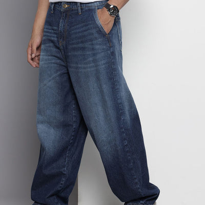 Men's Blue Relaxed Fit Solid Jeans