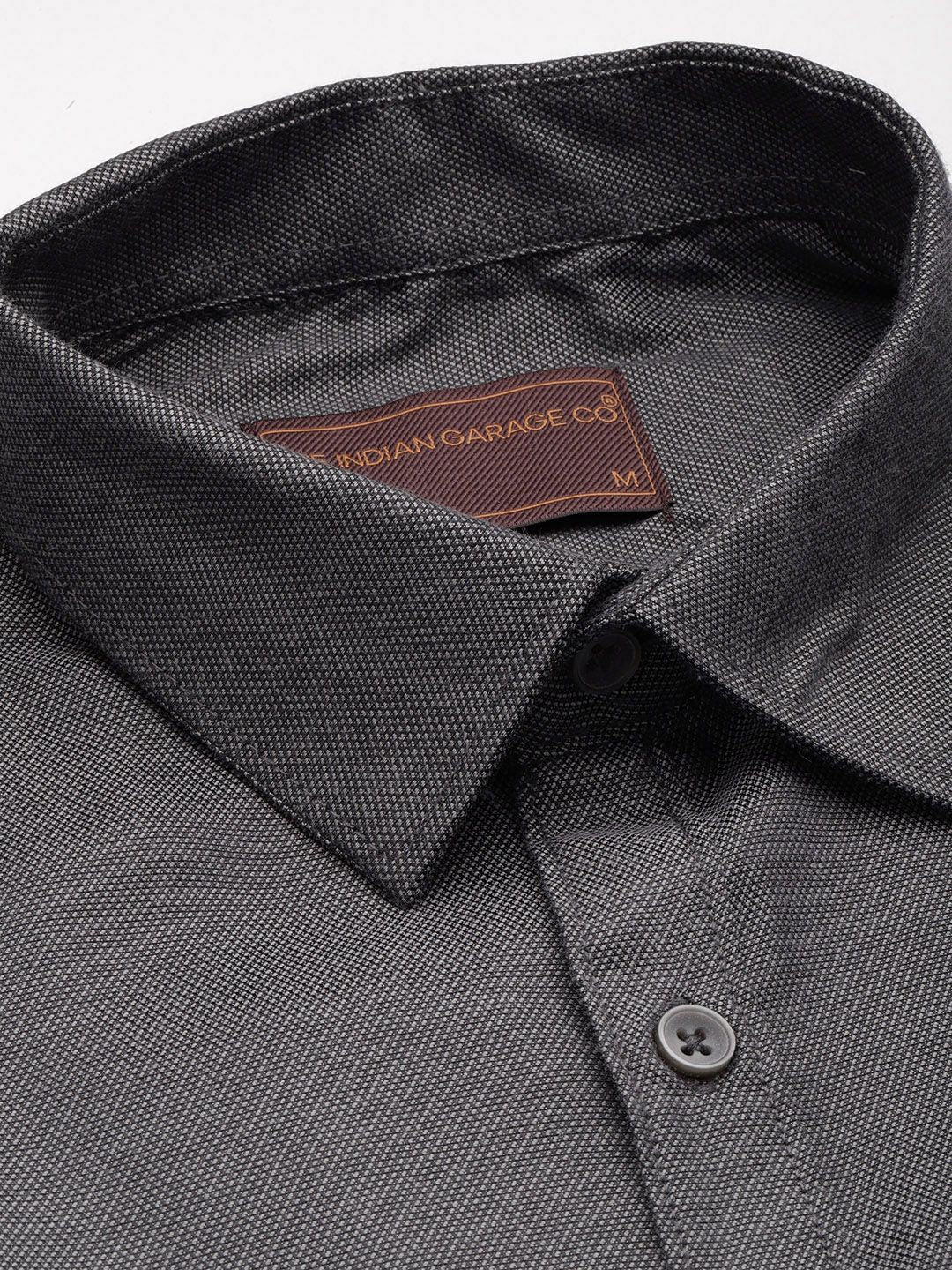 Men's Grey Slim Fit Solid Formal Shirt