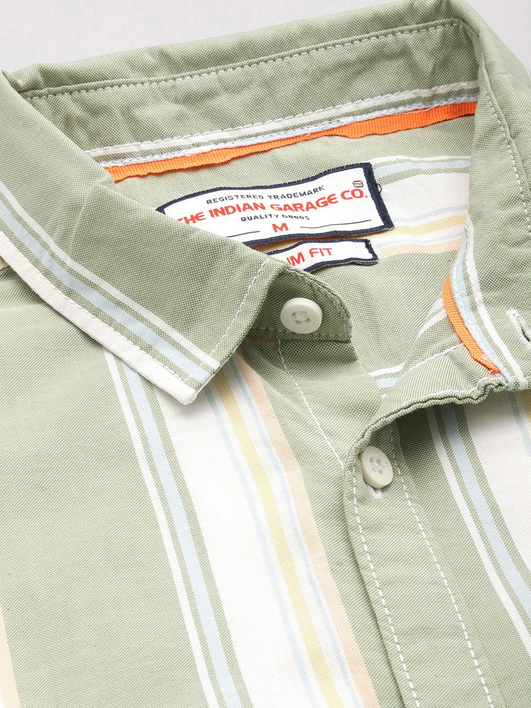Men's Green Slim Fit Striped Casual Shirt