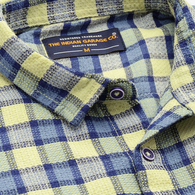 Men's Orange Relaxed Fit Checked Casual Shirt