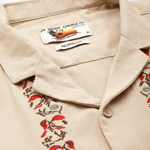 Men's Khaki Relaxed Fit Solid Resort Wear Shirt