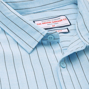Men's Blue Slim Fit Striped Casual Shirt