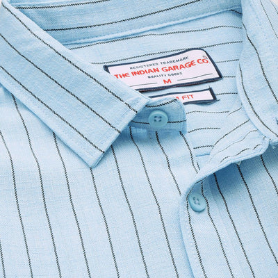 Men's Blue Slim Fit Striped Casual Shirt