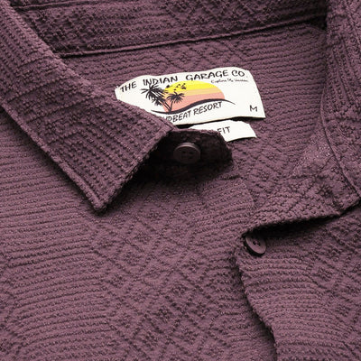 Men's Purple Regular Fit Solid Resort Wear Shirt