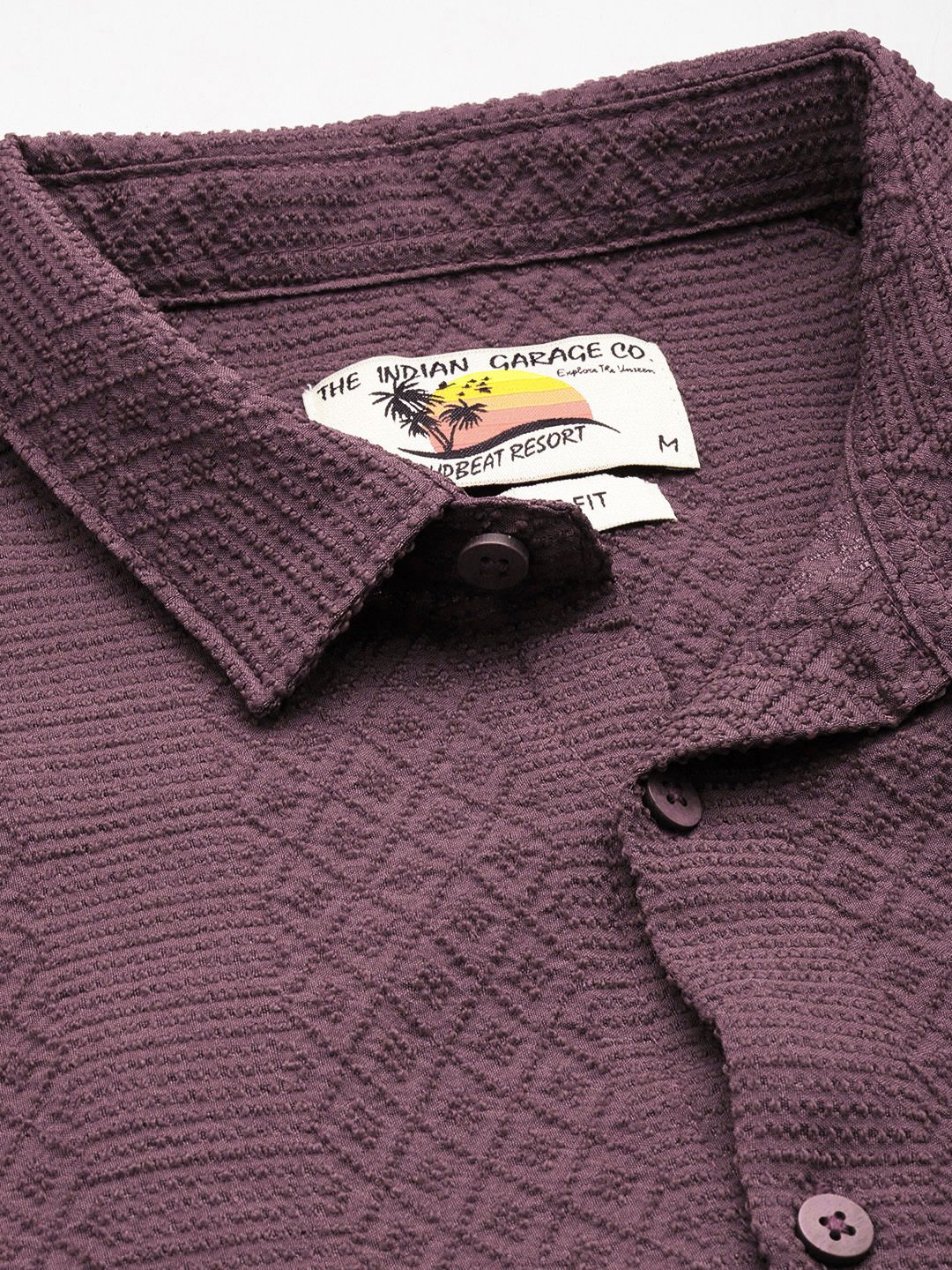 Men's Purple Regular Fit Solid Resort Wear Shirt