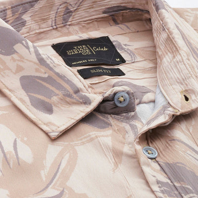Men's Beige Slim Fit Abstract Print Party Wear Shirt