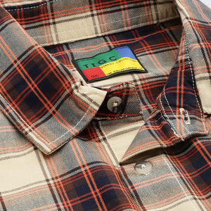 Men's Beige Oversized Checked Street Wear Shirt