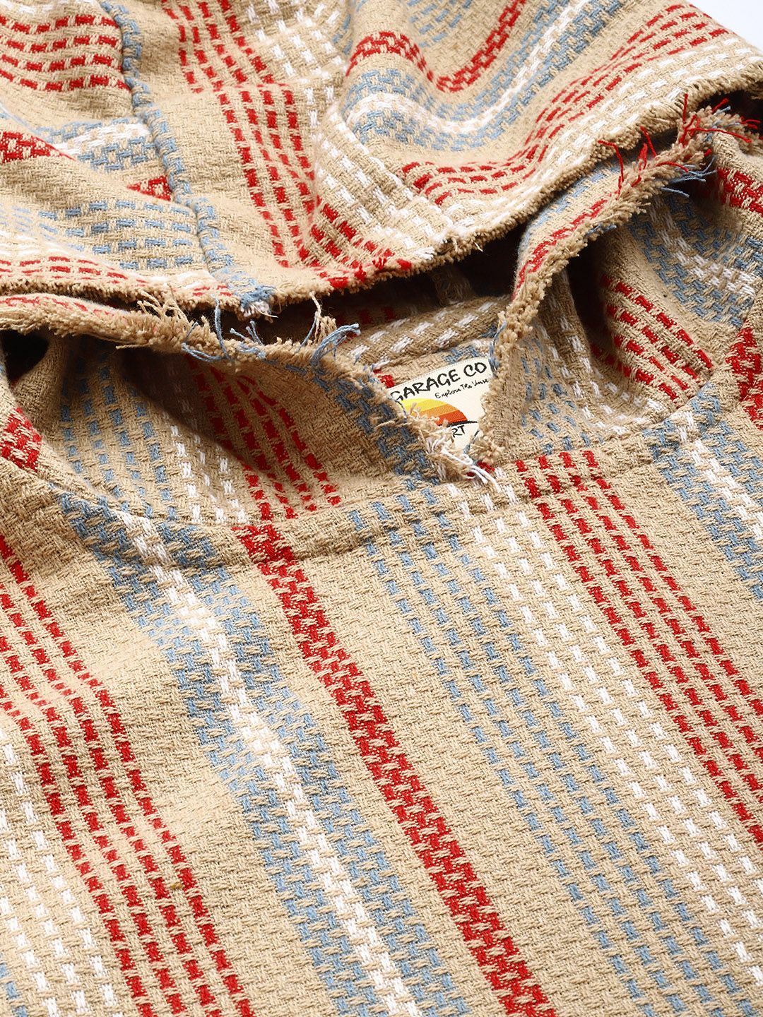 Men's Brown Relaxed Fit Vertical Stripes Resort Wear Shirt