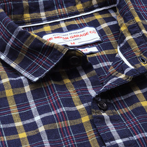 Men's Blue Slim Fit Checked Casual Shirt
