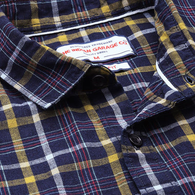 Men's Blue Slim Fit Checked Casual Shirt