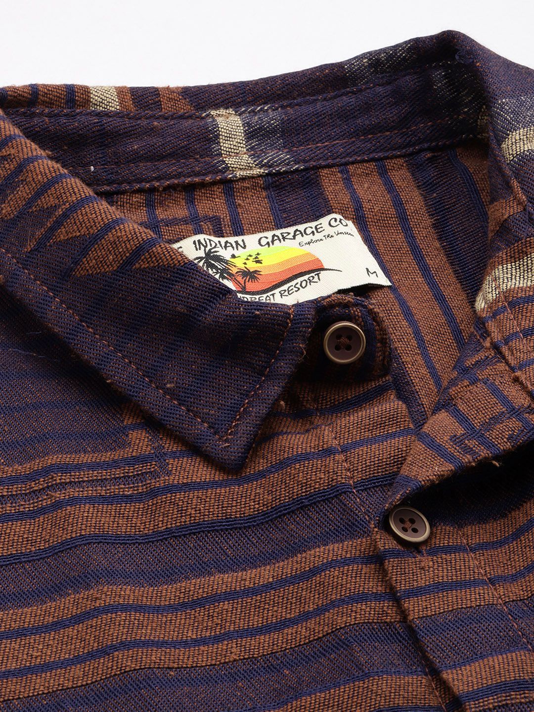 Men's Brown Relaxed Fit Geometric Resort Wear Shirt
