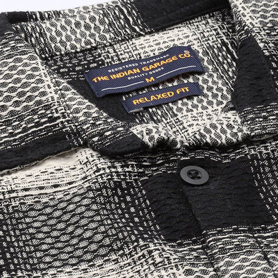 Men's Black Relaxed Fit Textured Casual Shirt