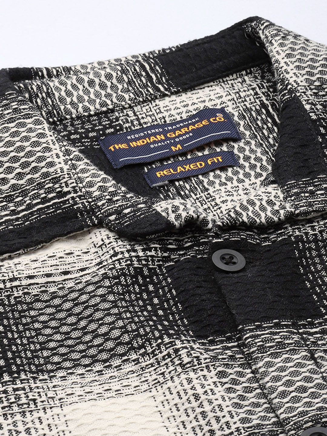Men's Black Relaxed Fit Textured Casual Shirt