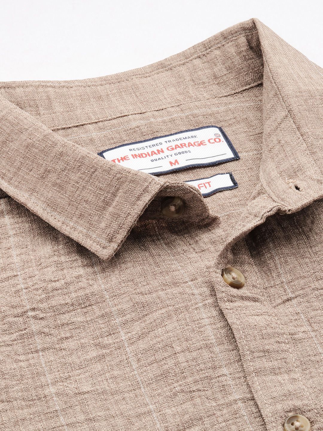 Men's Brown Slim Fit Vertical Striped Casual Shirt