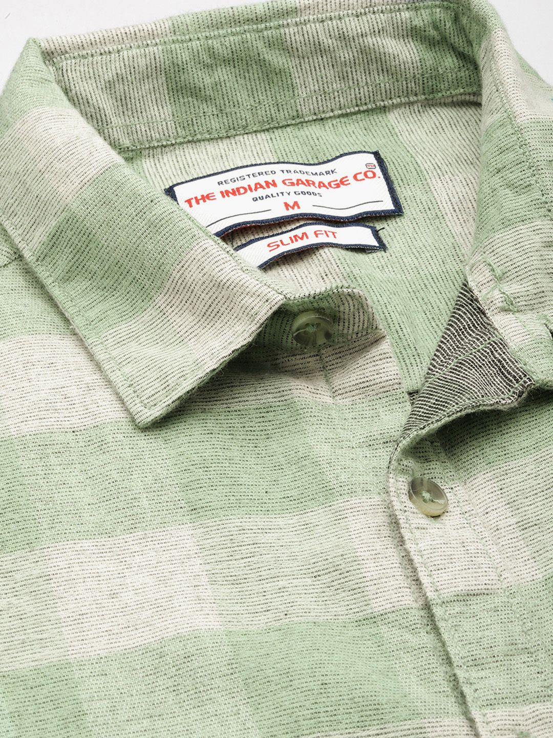 Men's Green Slim Fit Checked Casual Shirt