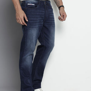 Men's Blue Bootcut Solid Stretchable Jeans