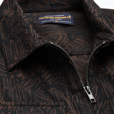 Men's Brown Regular Fit Textured Casual Shirt