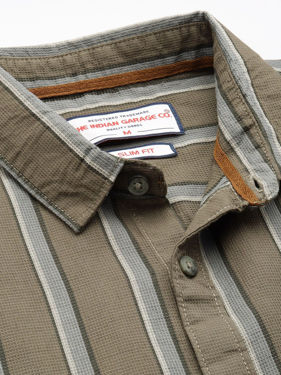 Men's Green Slim Fit Striped Casual Shirt
