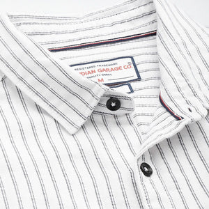Men's White Slim Fit Striped Casual Shirt