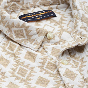 Men's Beige Relaxed Fit Geometric Print Casual Shirt
