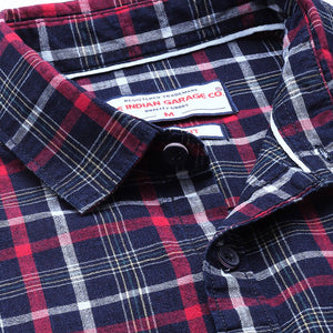Men's Blue Slim Fit Checked Casual Shirt