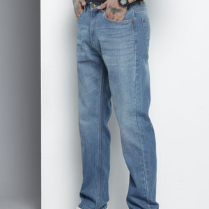 Men's Blue Straight Fit Solid Jeans