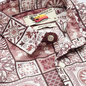 Men's Brown Regular Fit Indie Print Resort Wear Shirt