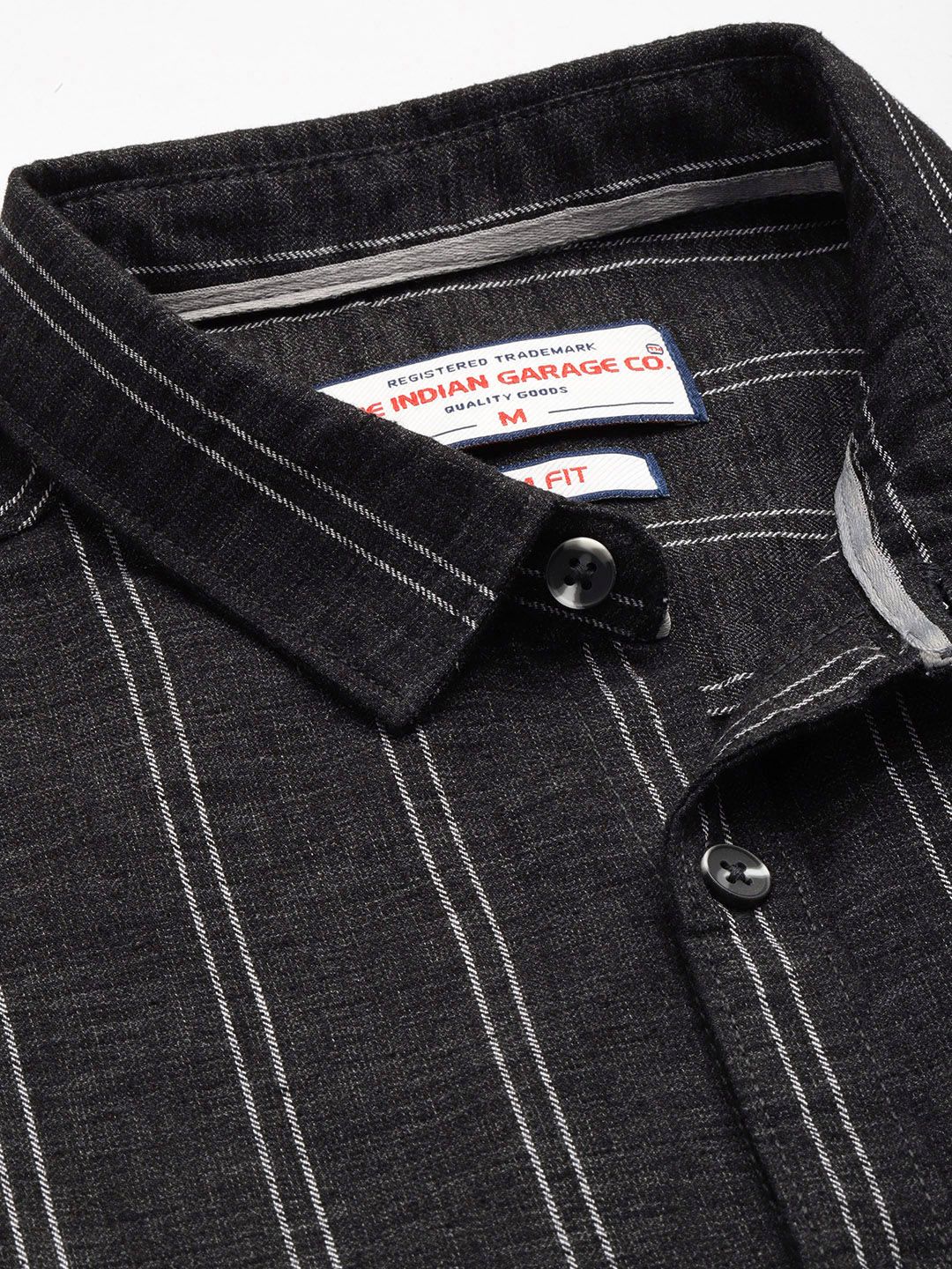 Men's Black Slim Fit Striped Casual Shirt