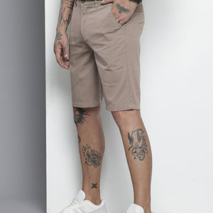 Men's Brown Regular Fit Solid Chino Shorts