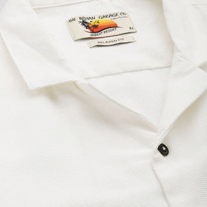 Men's White Relaxed Fit Embroidered Resort Wear Shirt