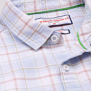 Men's Blue Slim Fit Checked Casual Shirt