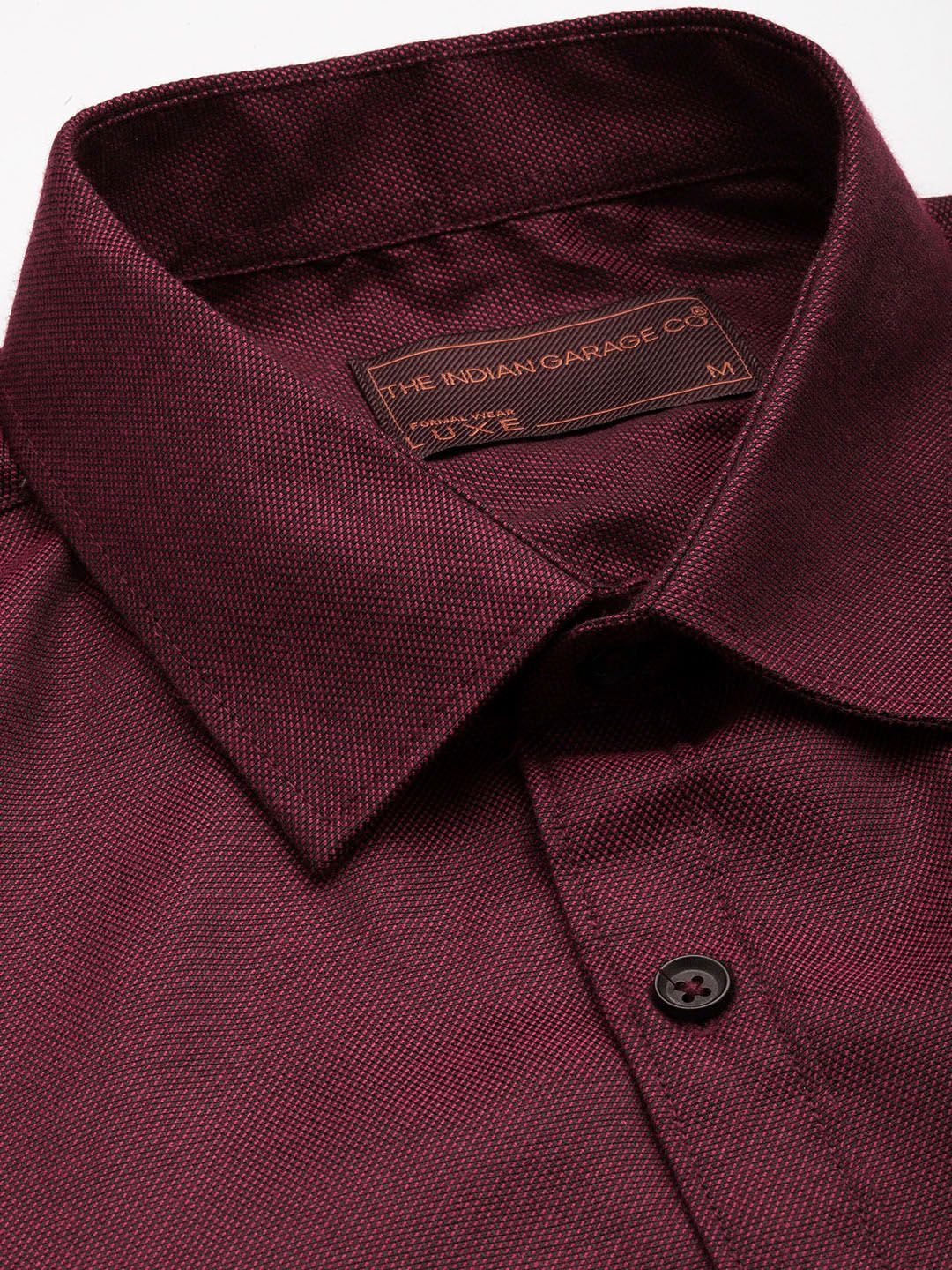 Men's Burgundy Slim Fit Solid Formal Shirt
