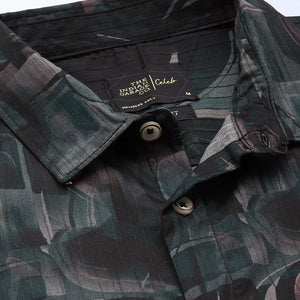 Men's Black Slim Fit Abstract Print Party Wear Shirt