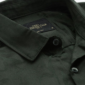 Men's Green Slim Fit Textured Party Wear Shirt
