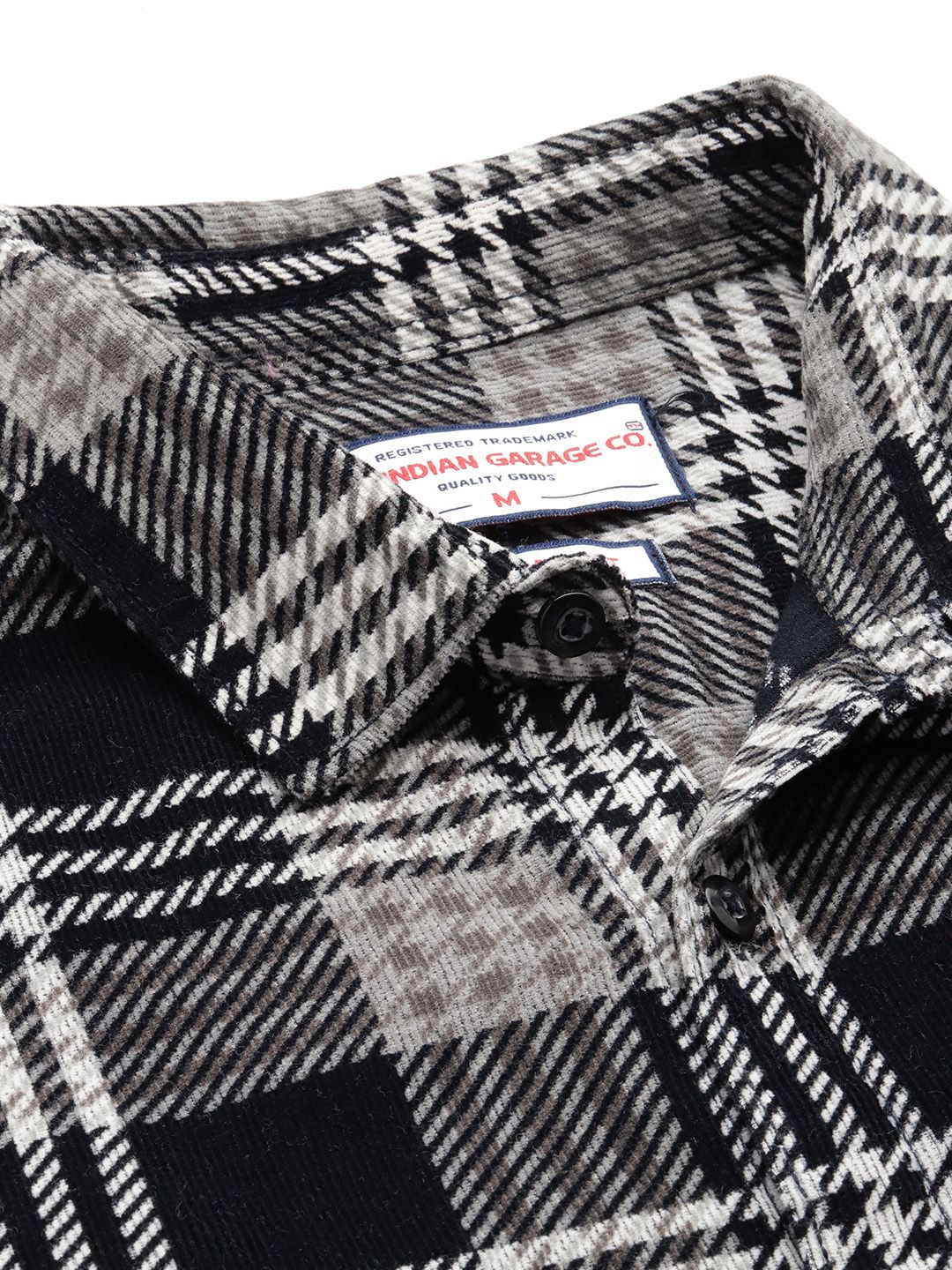 Men's Black Regular Fit Checked Casual Overshirt