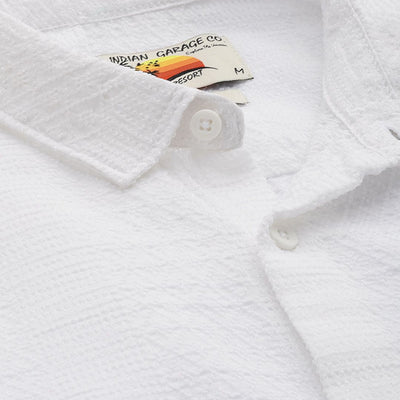 Men's White Regular Fit Solid Resort Wear Shirt