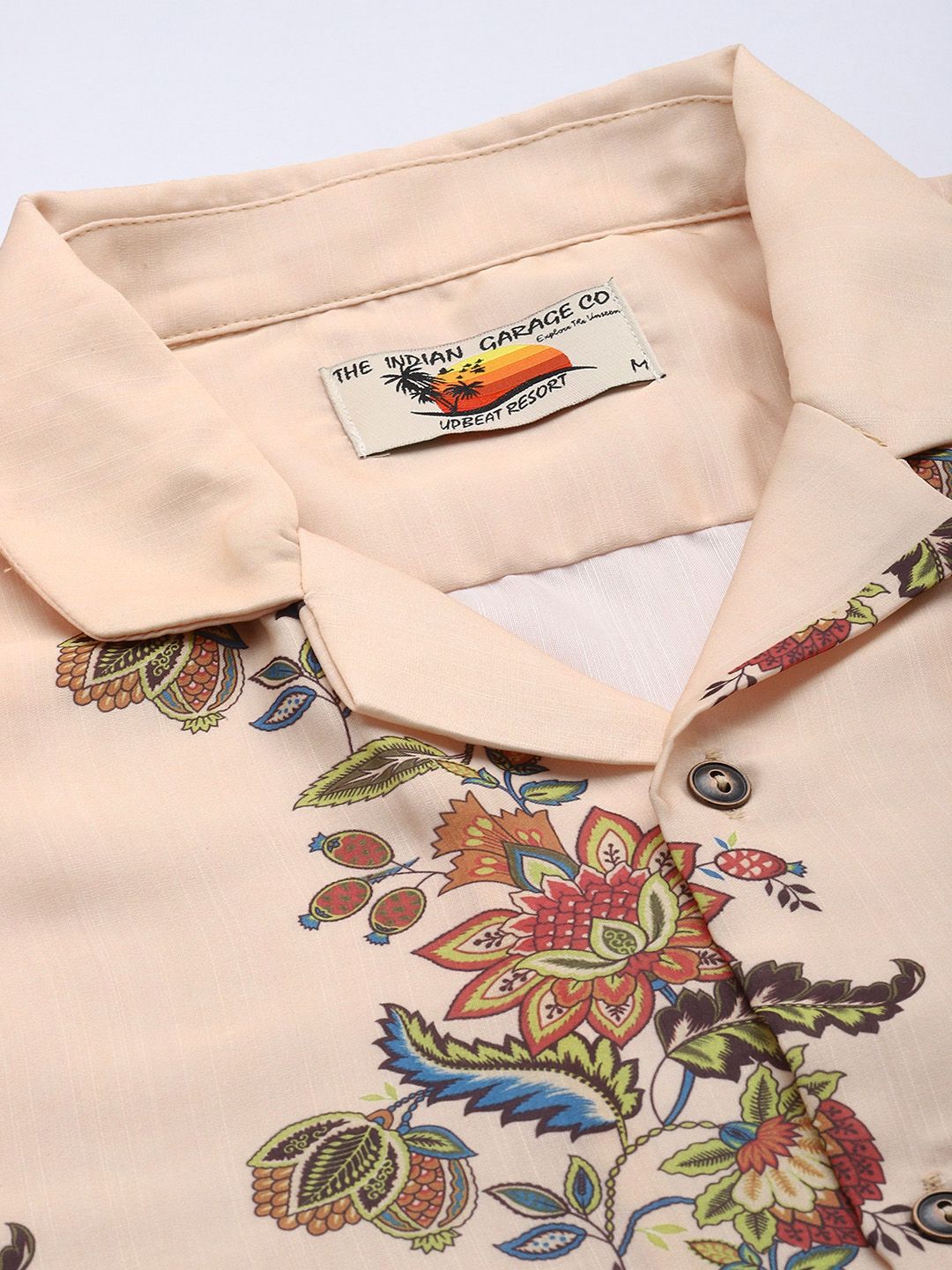 Men's Beige Relaxed Fit Indie Resort Wear Shirt