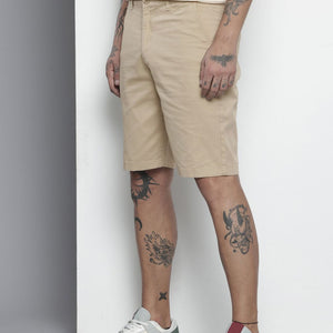 Men's Beige Regular Fit Solid Chino Shorts