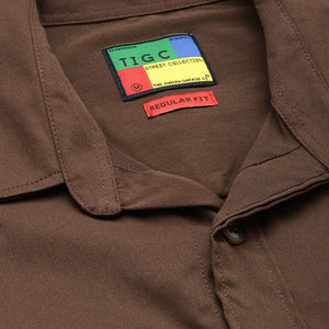 Men's Brown Regular Fit Solid Street Wear Shirt