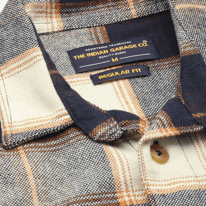 Men's Navy Blue Regular Fit Checked Casual Shirt