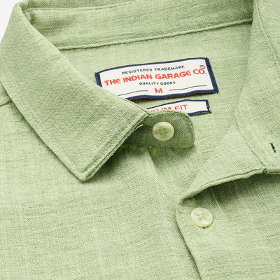 Men's Green Slim Fit Vertical Striped Casual Shirt