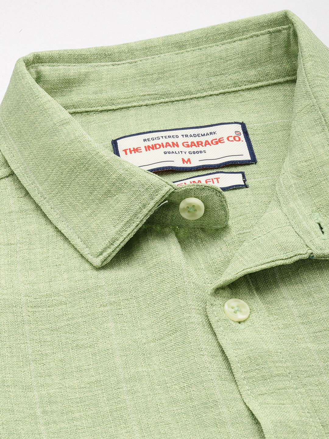 Men's Green Slim Fit Vertical Striped Casual Shirt