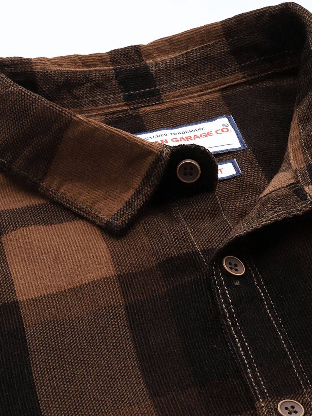 Men's Brown Regular Fit Checked Casual Shirt