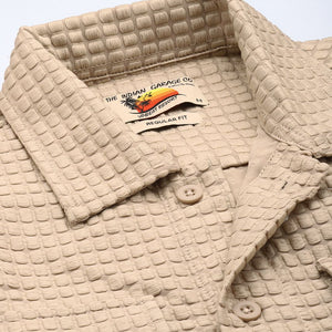 Men's Cream Regular Fit Textured Resort Wear Shirt