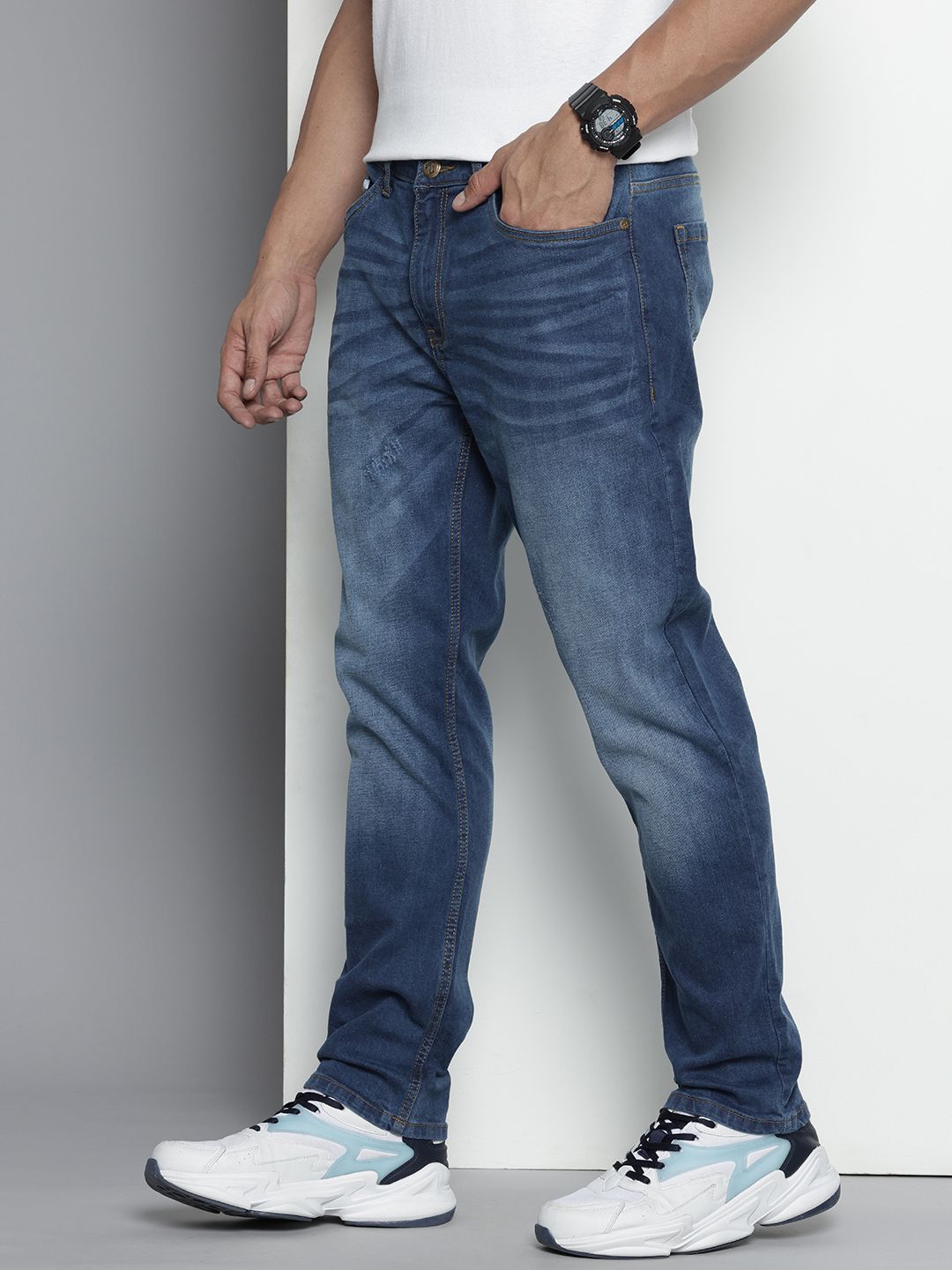 Men's Blue Slim Fit Solid Jeans