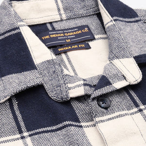 Men's Navy Blue Regular Fit Checked Casual Shirt