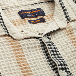 Men's Cream Relaxed Fit Textured Casual Shirt