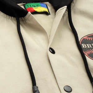 Men's Cream Regular Fit Graphic Print Street Wear Overshirt