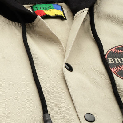 Men's Cream Regular Fit Graphic Print Street Wear Overshirt