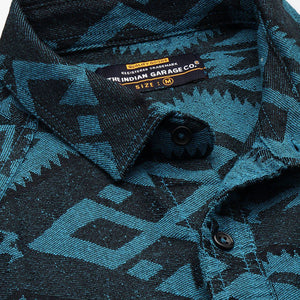 Men's Blue Relaxed Fit Textured Resort Wear Shirt